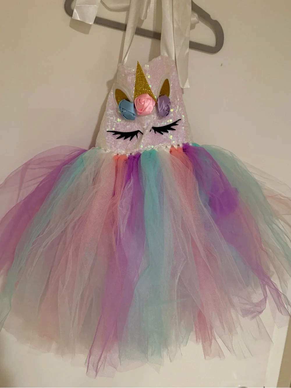 Unbranded Girls' Pastel Unicorn Tutu Costume - Pink, Purple & Aqua
